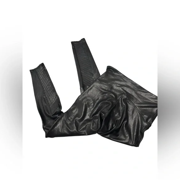 SPANX 
Moto Faux Leather  Shiny Leggings - Large Tummy Control - Picture 6 of 9